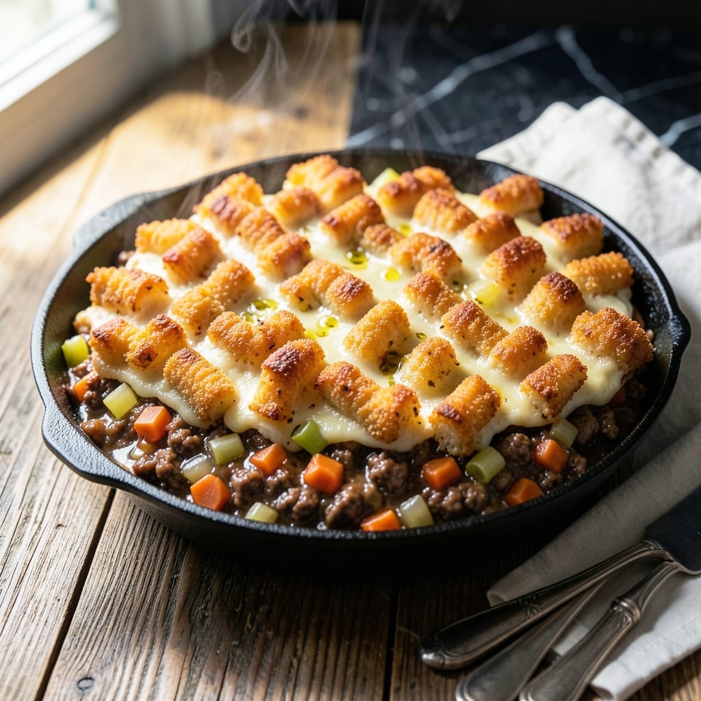 Shepherd's Pie Recipe With Tater Tots: Crispy Topped Comfort in a Skillet